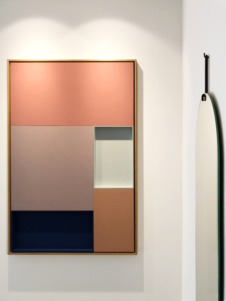 Gerahmtes Wandbild in Blau und Rose